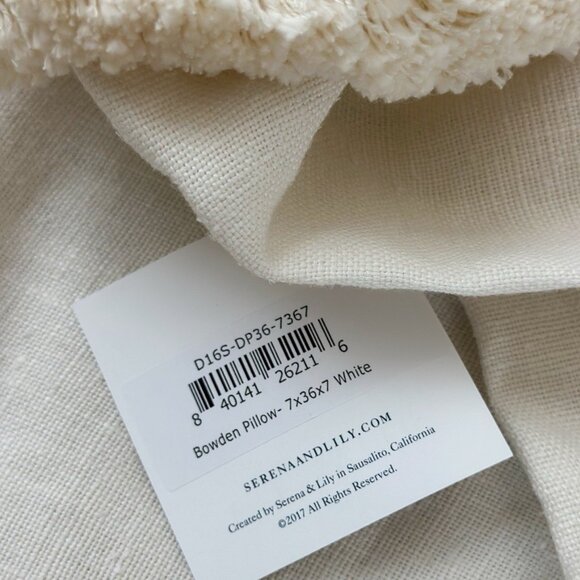 NEW Serena & Lily Bowden Pillow Cover (7”x36”x7”)-White Beige - Picture 2 of 2